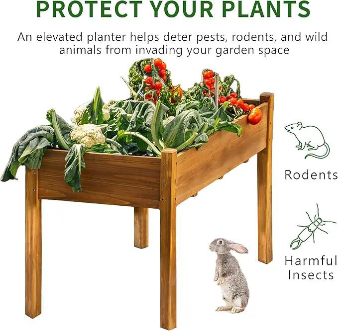 Premium Fir Wooden Raised Garden Bed with Four Legs for Backyard and Balcony Gardening,Suitable for Indoor and Outdoor use,49.5''×23.5''×30'', photo 7 of 8