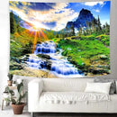 Delur Mountain Waterfall Tapestry Sunset Forest Tree Nature Landscape Tapestry Wall Hanging Tropical Sunrise Rainforest Psychedelic Scenic Headboard for Bedroom Living Room Home Decor (59.1" x 78.7") by CozyNest Decor