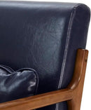 Glitzhome 2 Set Mid Century Navy Blue Accent Armchair, Single Reading Armchair PU Leather Lounge Chair with Walnut Ruberwood Frame by CozyNest Decor