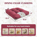 puredown® Chair Cushions for Dining Chairs, Tufted Memory Foam Chair Pads with Non-Slip Backing, Kitchen Seat Cushions with Ties, Washable Pads Set of 4, 15.5" x 15.5" x 4", Wine by CozyNest Decor
