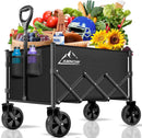 Collapsible Folding Wagon Cart, 350LBS Utility Large Capacity Cart Foldable Wagon with All Terrain Wheels, Grocery Wagons Carts for Garden Shopping Sports Camping, Black by GreenHaven Gardens