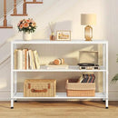 Hoctieon White Industrial Console Table, 3 Tier Entryway Tables, Hallway Desk, Narrow Sofa Tables with Shelves, Entrance Table for Entryway, Living Room, Foyer, Hallway, Office, White by CozyNest Decor