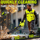 Cordless Leaf Blower, 550CFM (160MPH) Brushless Turbo Blower, 24V High Power Battery Powered Leaf Blowers with 2x4.0Ah Battery & Charger, Electric Blowers Variable Speeds for Lawn&Garden by GreenHaven Gardens