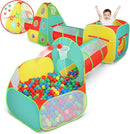 5pc Kids Play Tent for Toddlers with Ball Pit, Crawl Tunnel, Indoor & Outdoor Playhouse, Jungle Gym, Toys for Boys & Girls, Includes Dart Balls, Teepee & Basketball Hoops by TinyTreasures Baby Boutique
