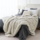 BATTILO HOME Luxury Ivory White Faux Fur Throw Blanket for Bed, Extra Large Super Soft Fluffy Cozy Fall Thick Warm Fox Fur Throw Blankets for Couch, Bed Reversible to Plush Velvet (60"x80") by CozyNest Decor