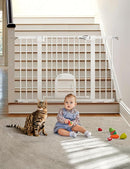 Babelio 29-48" Extra Wide Baby Gate with Adjustable Cat Door,Easy Install Pressure/Hardware Mounted,Auto Close Pet door for Stairs,House,Doorways,Effortless Walk Thru,White by TinyTreasures Baby Boutique