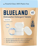 BLUELAND 100% Plastic-Free Dishwasher Detergent Tablets, 60 Count, Free & Clear, Eco-Friendly Dishwashing Pods, Natural, Sustainable by CozyNest Decor