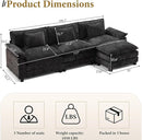 URRED Modular Sectional Sofa Comfy Cloud Couch, Modern Chenille Sofa Sleeper Deep Seat Couches with Ottoman/Pillows for Living Room (Black, 117''- L Shape) by CozyNest Decor