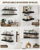 Marsmiles 55" Floating Shelves for Wall, Wooden Shelves with Invisible Brackets Set of 2, Rustic Farmhouse Wall Mounted Shelf for Kitchen Bathroom Living Room Study, Black by CozyNest Decor