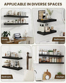 Marsmiles 39" Floating Shelves for Wall, Wooden Shelves with Invisible Brackets Set of 2, Rustic Farmhouse Wall Mounted Shelf for Kitchen Bathroom Living Room Study, Black by CozyNest Decor