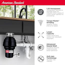 American Standard 10-US-AS-12 Garbage Disposal Anti-Jam Stainless Steel Food Waste Grinding System, Heavy Duty, 1.25 HP, Black by CozyNest Decor