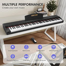 88 Key Digital Piano Keyboard for Beginners,Full Size Electric Piano Semi-Weighted Keyboard with Sheet Music Stand,Pedal,Headphone,Power Adapter,USB-MIDI Compatibility,Wood Grain Black by TinyTreasures Baby Boutique