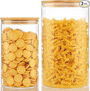 Extra Large Glass Flour and Sugar Storage Containers with Airtight Lid,132 floz x1 & 65 floz x1 [Set of 2] Big Glass Jars with Bamboo Lids, Air Tight Food Jar for Cereal, Pasta, Rice, Coffee by CozyNest Decor