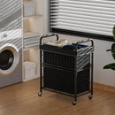 Laundry Hamper 2 Section, 110L Rolling Laundry Sorter Basket with Wheels, 2 Compartment Clothes Organizer Cart, Pull-Out Removable Bags for Laundry Room, Bathroom, Bedroom, Black by CozyNest Decor