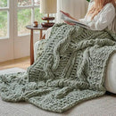 Esterra Chunky Knit Blanket Throw 50"x60", 100% Hand Knitted Chenille Throw Blanket, Cozy Soft Thick Cable Knit Throw Large Rope Knot Crochet Throw Blanket for Sofa Couch Bed, Sage Green by CozyNest Decor