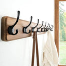 Dseap Wall Mounted Coat Rack: 38-1/4" Long, Patented, Heavy-Duty, 10-Double-Hooks Wooden Hanger Rail for Winter Coats, Hat, Jacket, Clothing - Natural & Black by CozyNest Decor