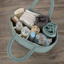 Diaper Caddy Organizer for Baby Cotton Rope Nursery Storage Bin Basket Portable Holder Tote Bag for Changing Table Car Travel Baby Shower Gifts Newborn Essentials Registry Must Haves Light Green by TinyTreasures Baby Boutique