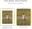 Homeforia 14x17 Picture Frame Gold, High End Metal 14x17 Poster Frames with Mat 11x14 Photo, 14 x 17 Gold Frames Matted to 11 by 14 Print, 17x14 Thin Hanging Frames, Tempered Glass, Wall Kit, Set of 1 by CozyNest Decor