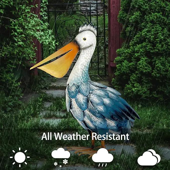 Kircust Pelican Statues, Garden Outdoor Decor Yard Art, Coastal Ocean Metal Bird Sculpture Ornament for Backyard Porch Patio Pond Decorations, photo 5 of 9
