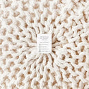 REDEARTH Round Pouf Ottoman –18"x18"x14" Hand-Knitted Cotton Pouffe –Cable Footstool –Boho Dori Hassock –Pre-Stuffed Poof – Extra Seat -Poofy Footrest for Living Room, Bedroom, Nursery, Nook –Ivory by CozyNest Decor