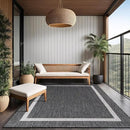 Bordered Outdoor Rug 8x10 Washable Outside Carpet for Indoor Patio Porch Waterproof Easy Cleaning Non Shedding Area Rugs Gray 8 x 10 by CozyNest Decor