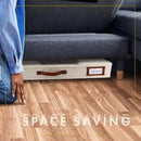 HOMELUX THEORY 2pc Low Profile Under Bed Storage Containers, Thin Under Couch Storage Organizer with Bins & Lids, Underbed Storage Box Ideal for Seasonal Clothes, Blankets, Fabric & Shoes (Ivory) by CozyNest Decor