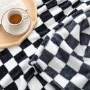 LOMAO Throw Blankets Flannel Blanket with Checkerboard Grid Pattern Soft Throw Blanket for Couch, Bed, Sofa Luxurious Warm and Cozy for All Seasons (Black, 60"x80") by CozyNest Decor