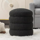 Furniliving Modern Round Ottoman, Soft Bedroom Ottoman Footstool Round Ottomans Stool for Living Room, Bedroom, Makeup Room, Black, Boucle by CozyNest Decor