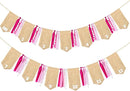 pinkblume 1st Birthday Burlap Photo Banner Garland Handmade Felt from Newborn to 12 Months with Gradient Pink Ribbon for Baby Girl Monthly Milestones First Birthday Party Decorations Supplies by TinyTreasures Baby Boutique