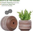 8 Inch + 6 Inch Ceramic Plant Pots Indoor with Drainage – Flower Pot Set, Decorative Indoor Planters for House Plants and Garden Use by CozyNest Decor