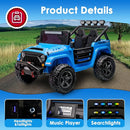 24V 2 Seater Ride On Truck with Remote Control 4WD Electric Car for Kids Ride On Car Battery Powered Ride On Toy Car with Music Player, LED Lights, Bluetooth, Rear Shock Absorber, Blue by TinyTreasures Baby Boutique