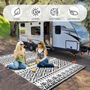 Waterproof Outdoor Rug 6x9ft, Bohemia Reversible Plastic Straw Mat for Patio RV Deck Porch Backyard Balcony Camping Picnic Beach Indoor Outdoor Carpet, Black&White by CozyNest Decor