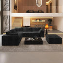 118" 6-Seater Cloud Sofa,Modular Sectional Couch with Ottoman,Modern Deep Seat Upholstered Couches with Corduroy Fabric for Living Room Furniture,Bedroom and Apartment,No Assembly Required,Black by CozyNest Decor