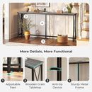 SUPERJARE 70 Inch Console Table with Outlets and USB-C Port, Extra Long Behind Couch Sofa Table with X-Shaped Design, Narrow for Entryway, Living Room, Metal Frame, Wooden Top, Grey by CozyNest Decor
