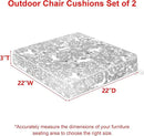 Favoyard Outdoor Chair Cushion 22 x 22 x 3 In Waterproof Pattern Fade Resistant Cushions for Patio Furniture with Removable Cover Attach Straps 28D Foam Insert Cushions Pads for Seat Sofa Couch 2 Pack by GreenHaven Gardens