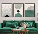 3 Pcs Sage Green Boho Canvas Wall Art Modern Abstract Minimalist Neutral Bohemian Sun Geometric Line Painting Picture Wall Decor Poster Print Artwork for Living Room Bedroom Home Decoration Unframed by CozyNest Decor