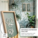 3D Floral Green Wall Art (Set of 2) Lightweight, Wooden Ready-to-Hang Boho Framed Wall Art for Bathroom, Bedroom, Living Room or Office – Premium Sage Green Farmhouse Decor – Gift-Boxed by CozyNest Decor