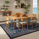 5x7 Washable Rug Vintage Floral Botanical Area Rug Non Slip Low Pile Large Rugs for Living Room, Bedroom, Farmhouse, Dining Room, Kids Playroom, Blue by TinyTreasures Baby Boutique