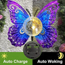 Solar Lights Outdoor Garden Butterfly Decor, Metal Butterfly Statue Decoration with LED Crackle Glass Globe, Solar Powered Lighted Garden Art Decor for Patio Lawn Yard Pathway Tabletop Ground by CozyNest Decor