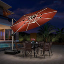 PURPLE LEAF 11ft Solar powered LED Patio Umbrella Outdoor Round Umbrellas Large Cantilever Umbrella with LED lights Windproof Offset Umbrellas Sun Umbrella for Garden Deck Pool Patio, Brick Red by GreenHaven Gardens
