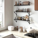 Heimlove Floating Shelves for Wall, 24 Inch Long Wood Floating Shelves Set of 3, Wall Mounted Hanging Shelf for Bathroom Bedroom Kitchen, Black by CozyNest Decor