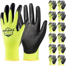 OKIAAS Work Gloves for Men - Ultra Thin and Lightweight With Grip, 12 Pairs Bulk Pack Construction With Polyurethane Coating, Safety for Light Duty Work (Green, Small) by GreenHaven Gardens