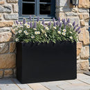 IDZO Metal Planter Box, Privacy Trough for Patio, Rectangle Container for Outdoor Plants, Tall Large Rectangular Steel Bed for Outdoor Greens with Drainage Holes & Adjustable Feet, Black by CozyNest Decor