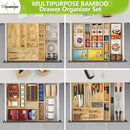 Silverware Bamboo Drawer Organizer Tray, 4 PCS Kitchen Drawer Organizer Storage for Utensil Cutlery, Bathroom, Office Desk, Makeup by CozyNest Decor