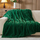 NEWCOSPLAY Faux Fur Throw Blanket Dark Green 3D Ribbed Plush Thick Warm Blanket for Couch Sofa Bed 850GSM (Dark Green Ribbed, Throw(50"x60")) by CozyNest Decor