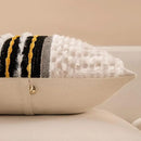 Boho Chenille Tufted Couch Throw Pillow Covers 18x18 Inch Set of 2 Farmhouse Striped Decorative Pillow Covers Accent Neutral Pillowcase Black Yellow Cushion Cover for Living Room Sofa Bed by CozyNest Decor