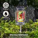 2 Pack Solar Fairy Lanterns for Garden Outdoor Decorations-Gifts for Mom Women Grandma,Outdoor Flower Fairies Silver Glass Mason Jars,Hanging Lamp with Stake for Home Yard Patio Lawn Party