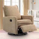 Swivel Rocking Recliner Chair for Nursery, Upholstered Glider Rocker Recliner, Swivel Reclining Chair for Nursery Living Room Bedroom, Camel Short Plush by TinyTreasures Baby Boutique