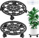 2 Packs Rolling Plant Stand with Wheels Metal Plant Caddy with Wheels Heavy Duty 13'' Round Plant Stand Indoor Iron Plants Rollers for Plants, Plant Dolly with Plant Saucers by GreenHaven Gardens