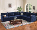 136.4" Oversized Modular Sectional Sleeper Sofa Bed, U Shaped Convertible Couch with Movable Ottoman, Large 8 Seat Corner Couches for Living Room Deep Seat Blue Chenille by CozyNest Decor